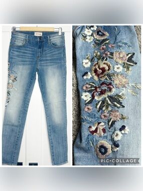 Driftwood Jackie Floral High-rise Skinny Jeans 26 2 embroidered stretch cottage